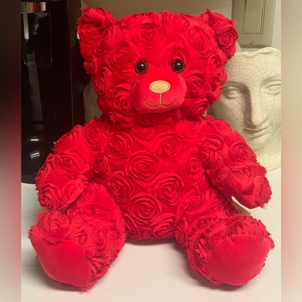 Build-A-Bear Workshop Limited Edition Red Rose Petal Fabric Plush Teddy Bear
